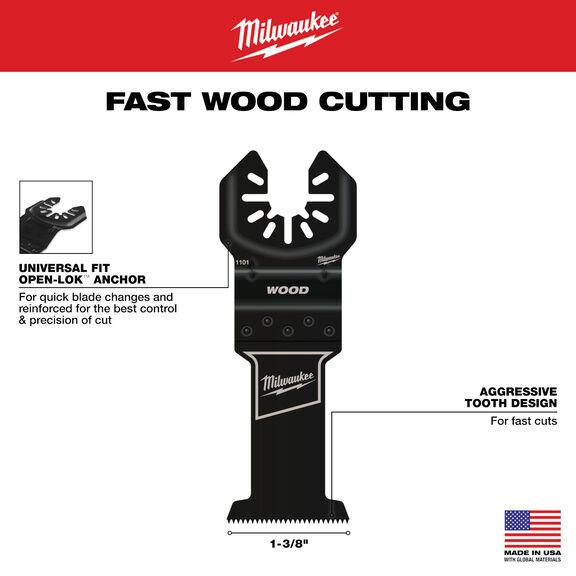 OPEN-LOK 1-3/8" HCS Wood Multi-Tool Blade image number 1